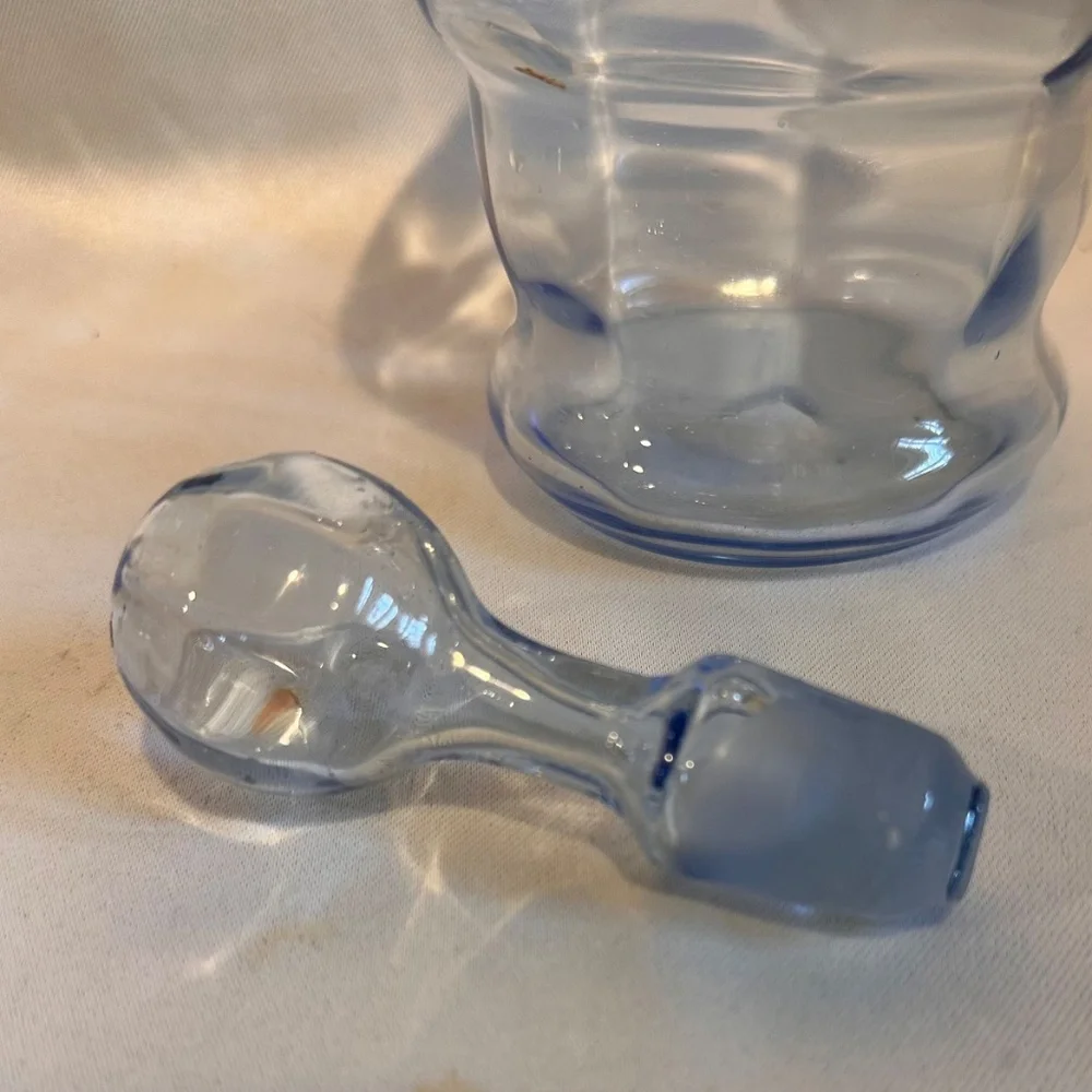 Art Deco Style Baby Blue Glass Decanter Liquour Barware